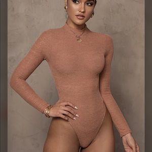 MOCHA KIMBER HIGH NECK BODYSUIT-JLUXLABEL